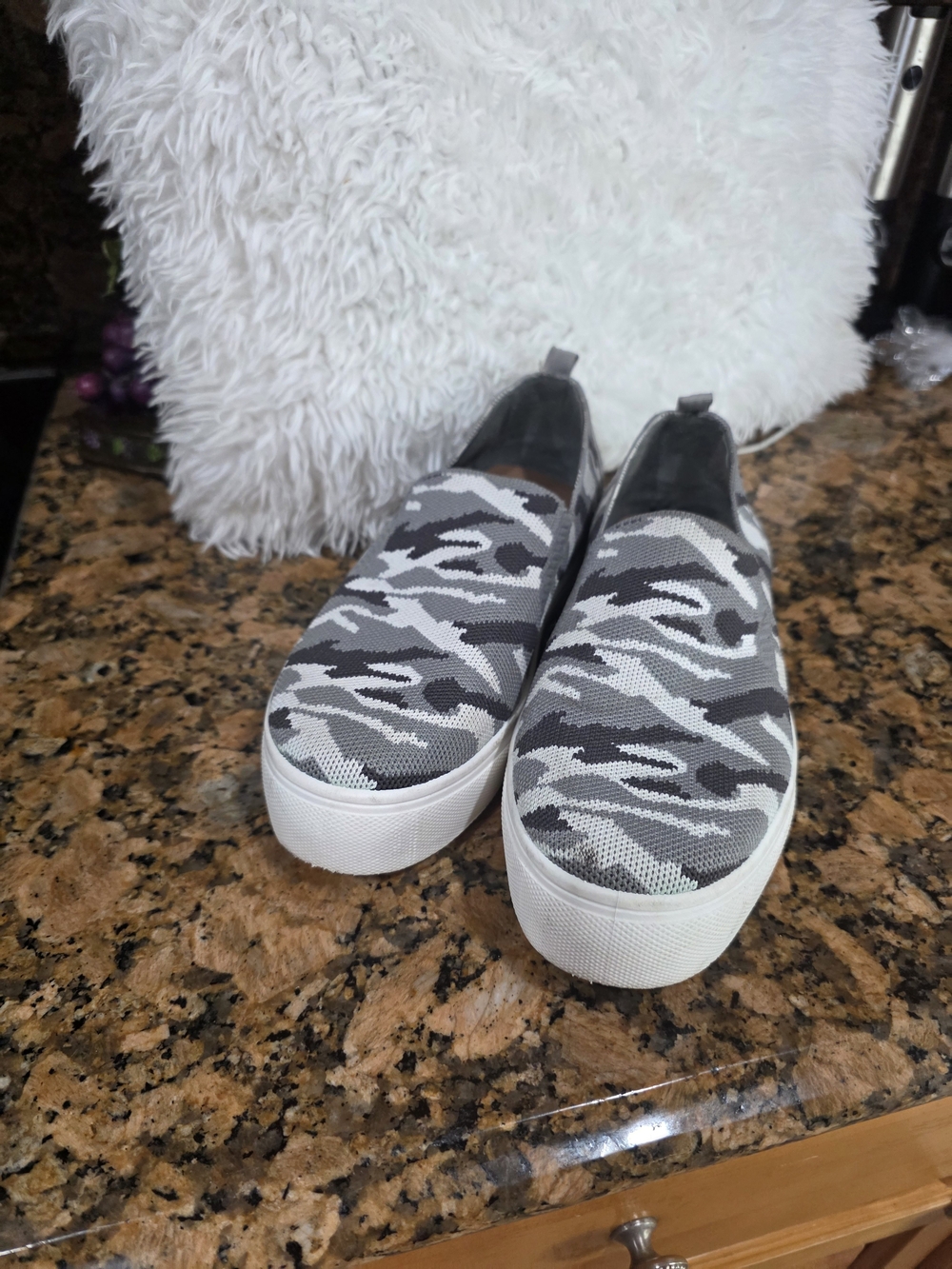 Steve Madden Gray Camo Slip-On Platform Sneakers